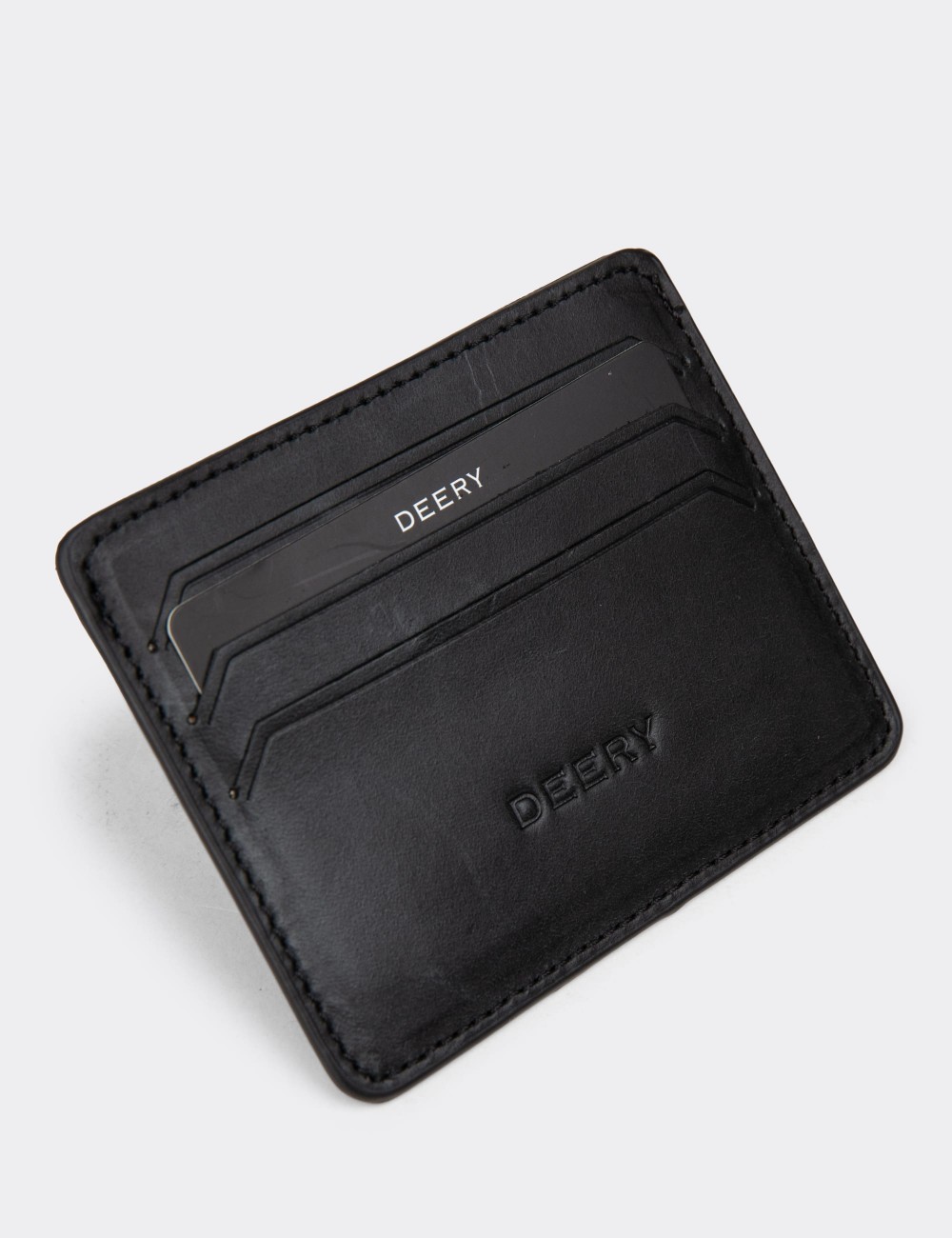 Leather Black Men's Card Holder - 00530MSYHZ03