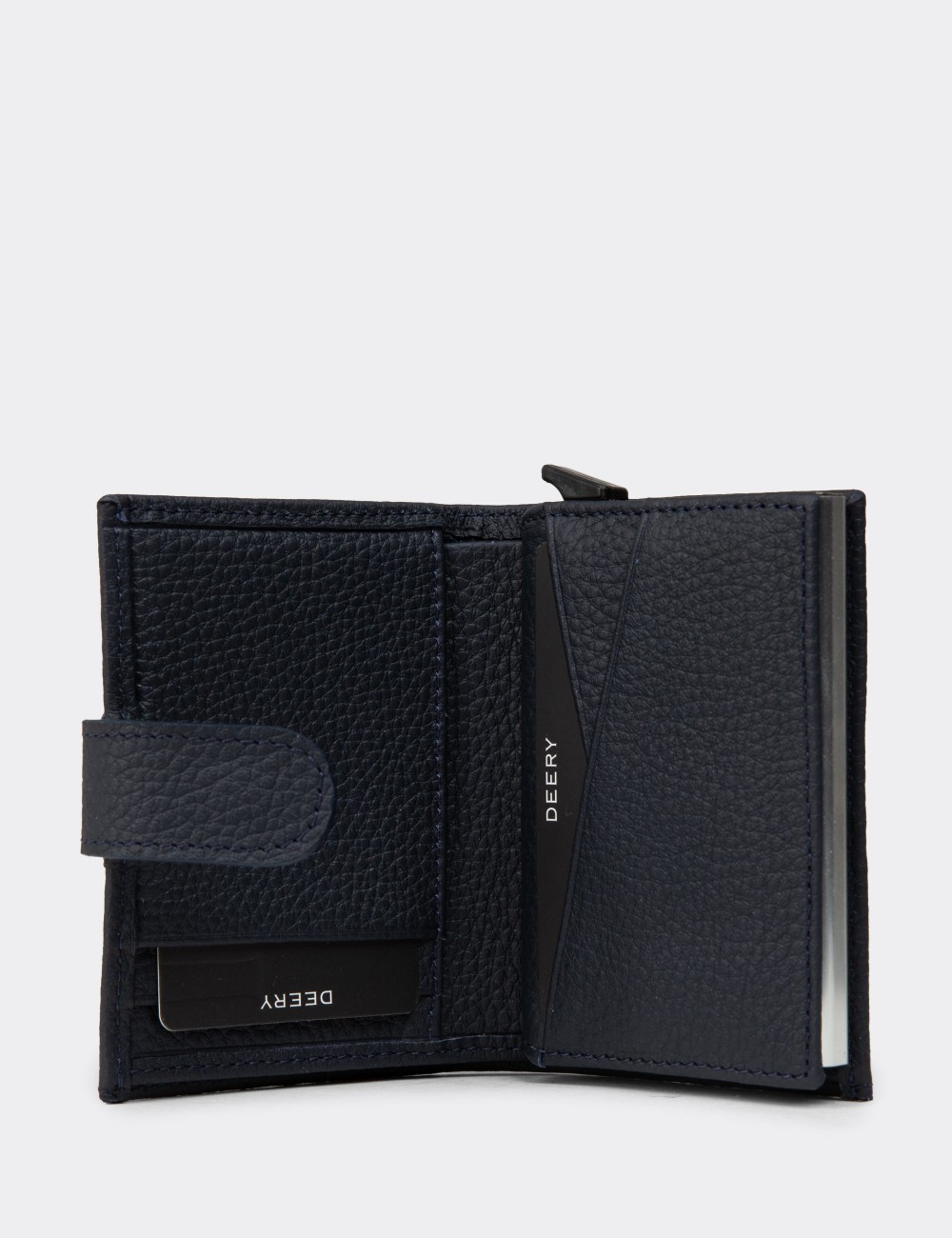 Leather Navy Men's Wallet - 00615MLCVZ01