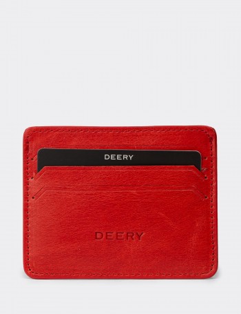 Men's Vintage Red Leather Card Holder