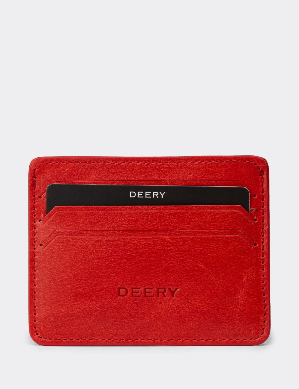 Men's Vintage Red Leather Card Holder - 00530MKRMZ01