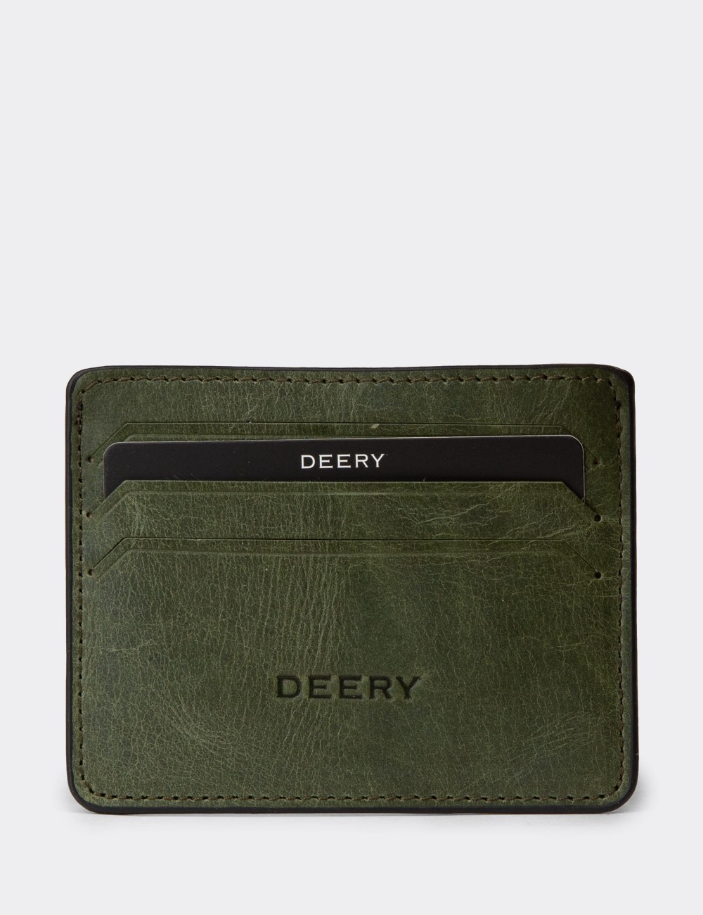 Men's Vintage Green Leather Card Holder - 00530MHAKZ01