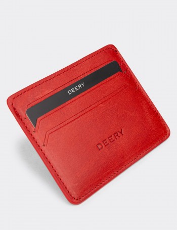 Men's Vintage Red Leather Card Holder