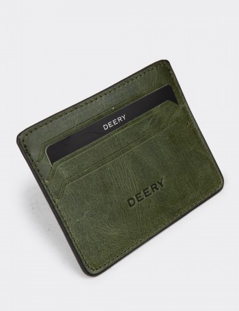 Men's Vintage Green Leather Card Holder