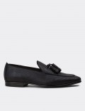 Men's Navy Leather Loafers