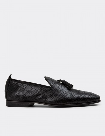 Men's Black Leather Loafers