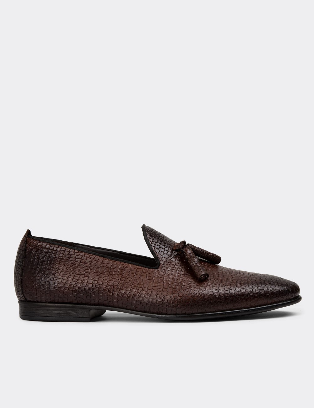 Men's Brown Leather Loafers - 01702MKHVC21