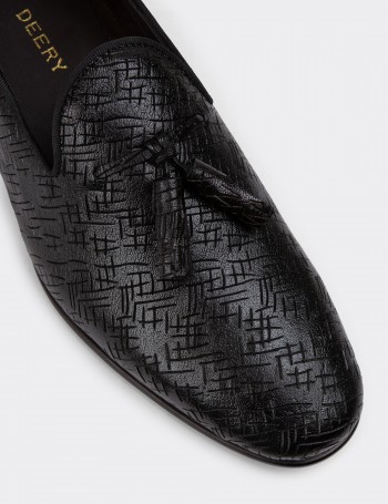 Men's Black Leather Loafers