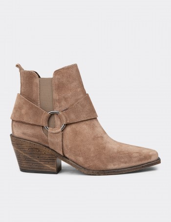Women's Sandstone Suede Leather Western Boots