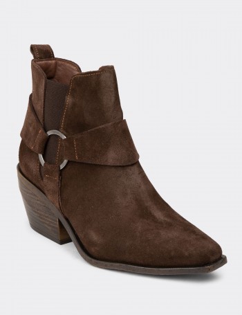 Women's Brown Suede Leather Western Boots