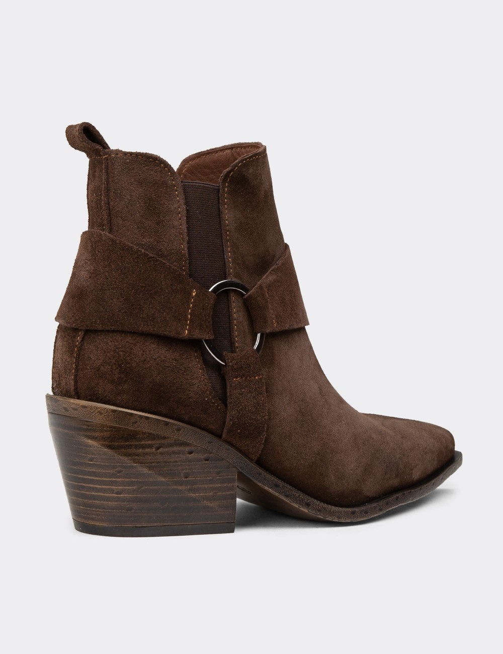 Women's Brown Suede Leather Western Boots - Z1563ZKHVC01