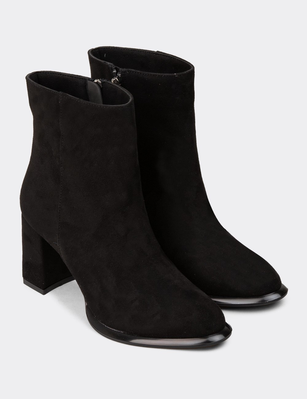 Women's Black Suede Ankle Boots - MA501ZSYHC03
