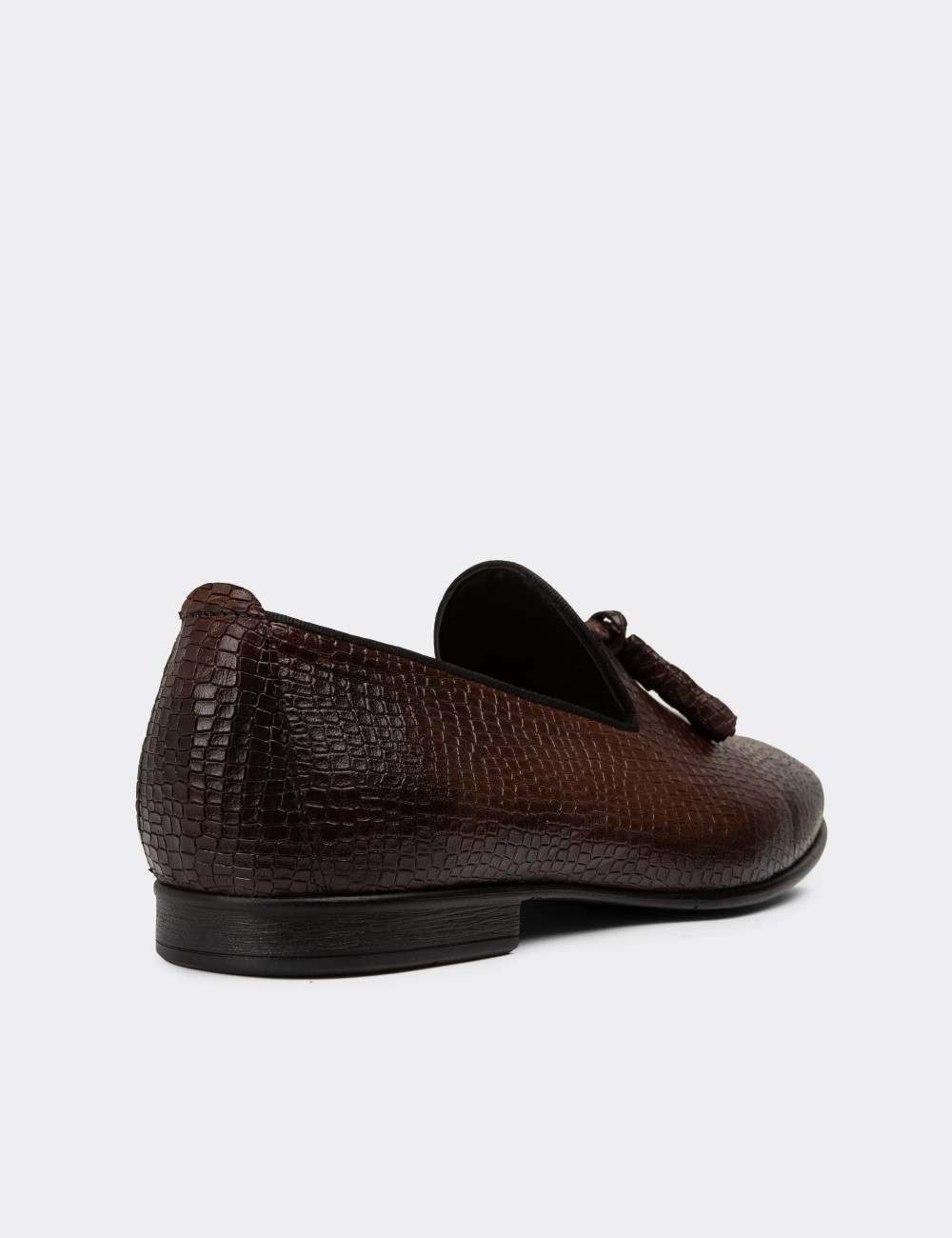 Men's Brown Leather Loafers - 01702MKHVC21