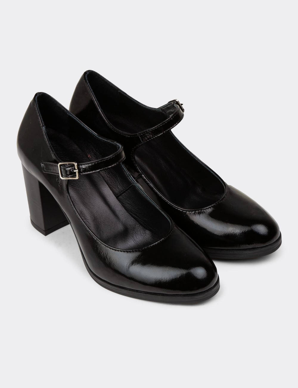 Women's Black Patent Leather Mary Jane Shoes - A2146ZSYHC03