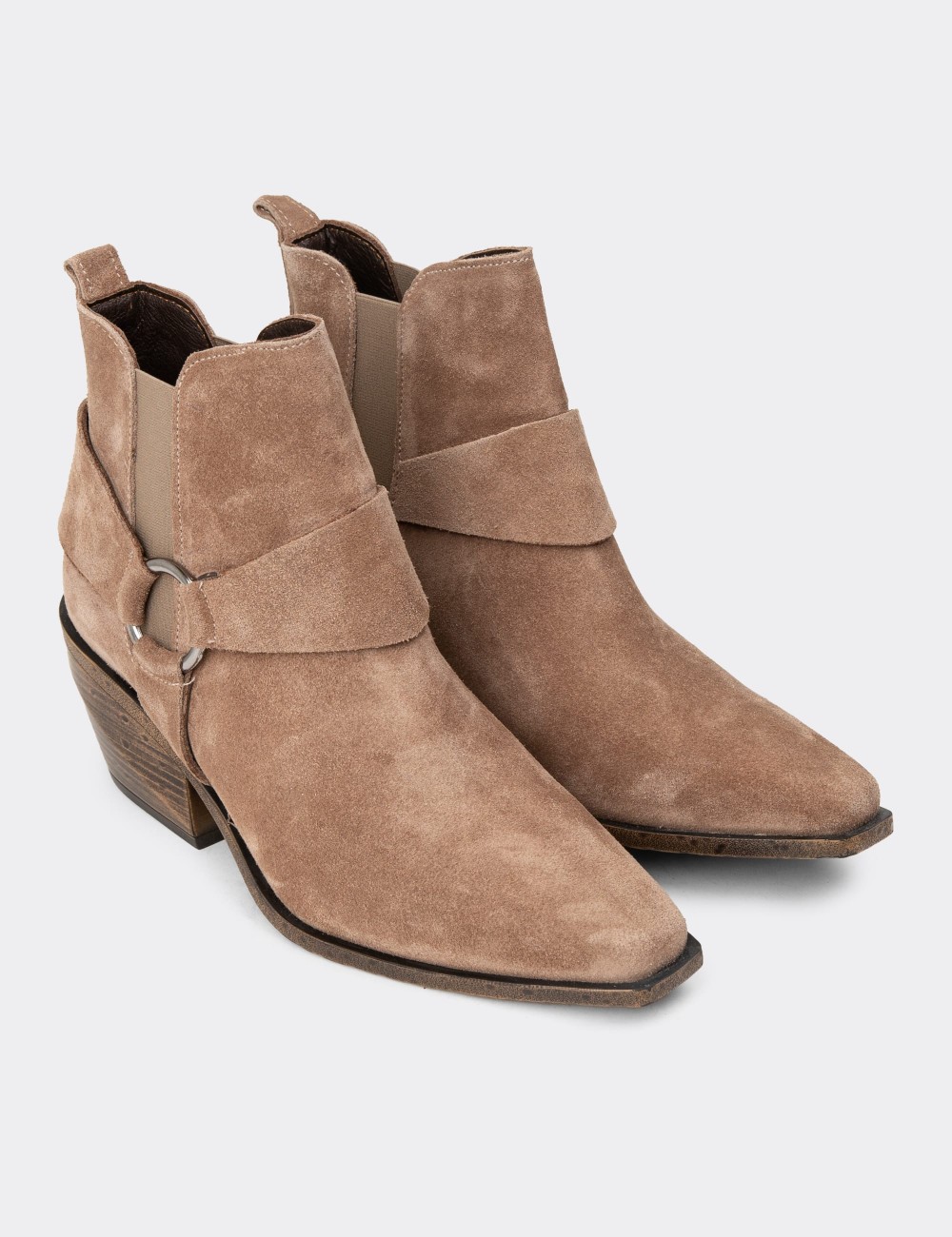 Women's Sandstone Suede Leather Western Boots - Z1563ZVZNC01