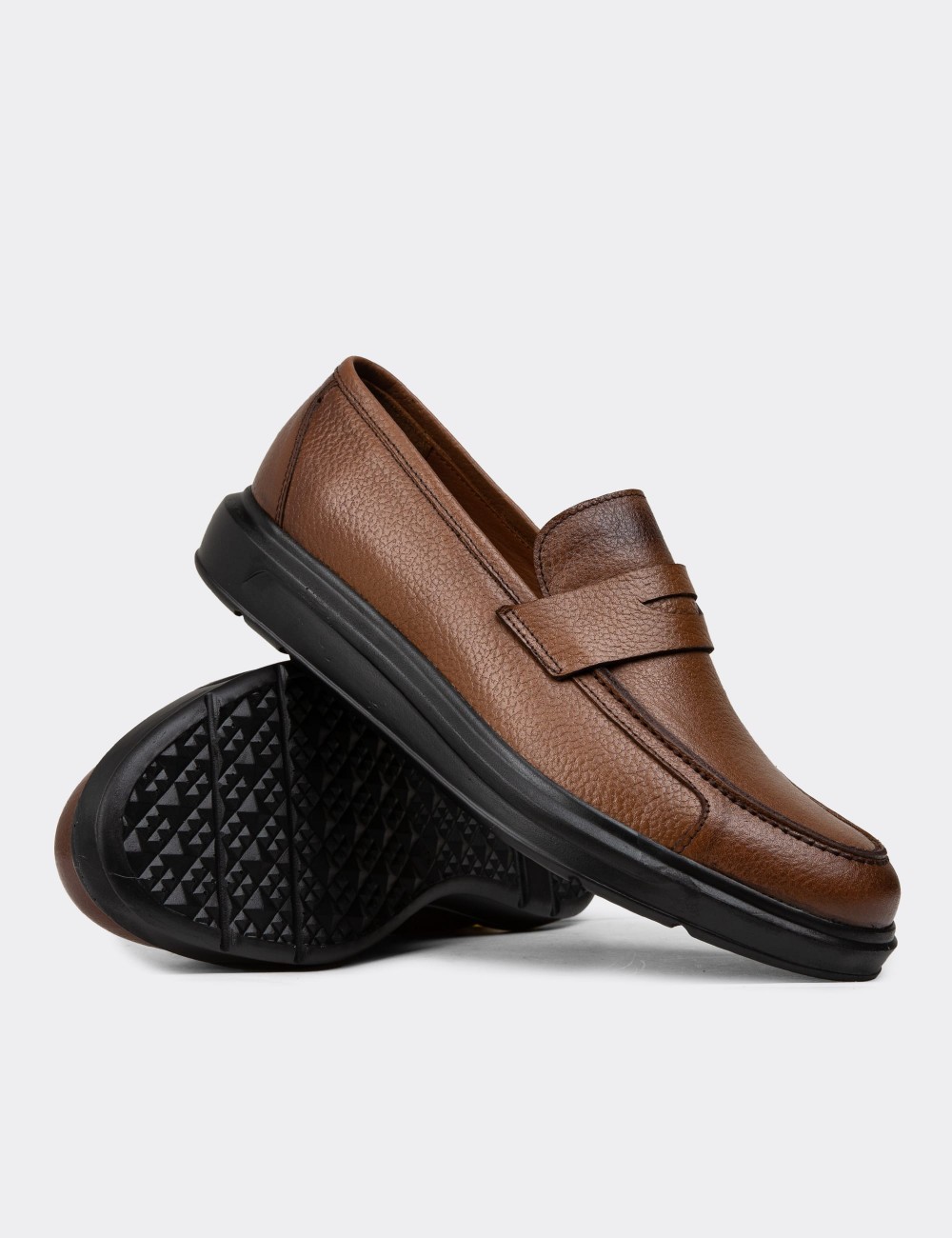 Brown  Leather Loafers - 01564MKHVP03