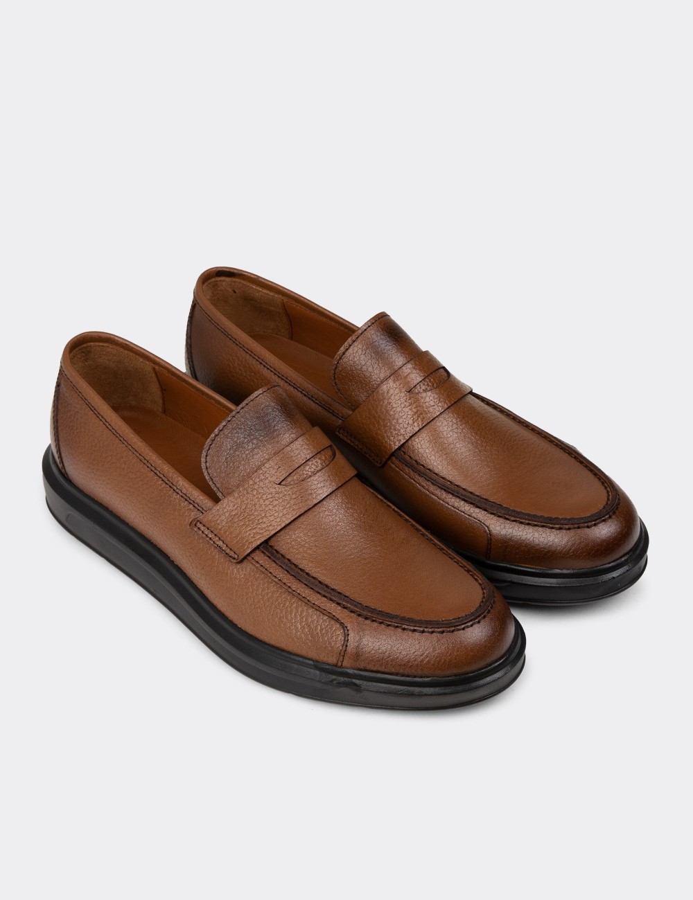 Brown  Leather Loafers - 01564MKHVP03