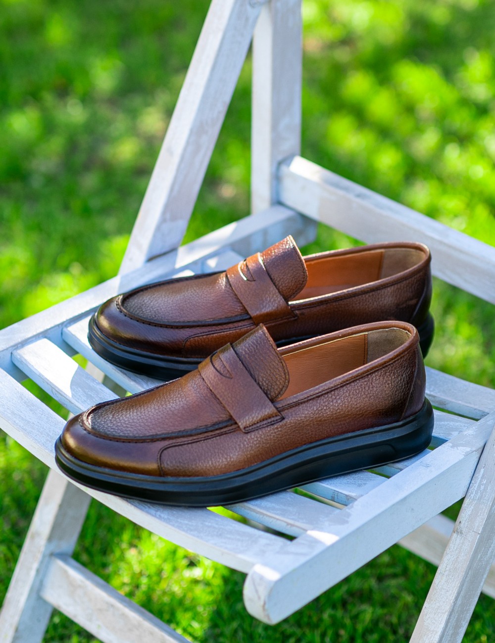 Brown  Leather Loafers - 01564MKHVP03