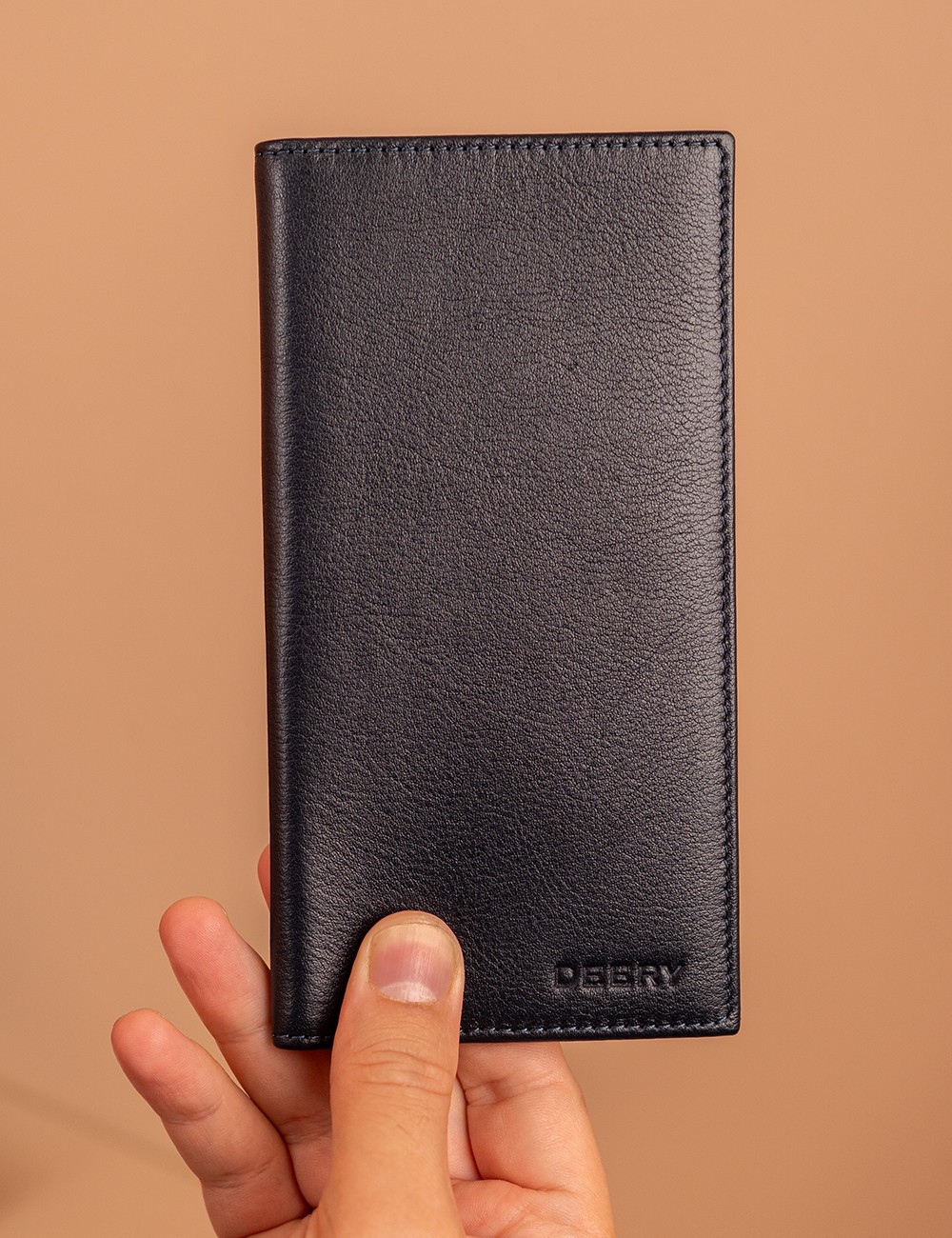 Men's Navy Leather Wallet - 00802MLCVZ01