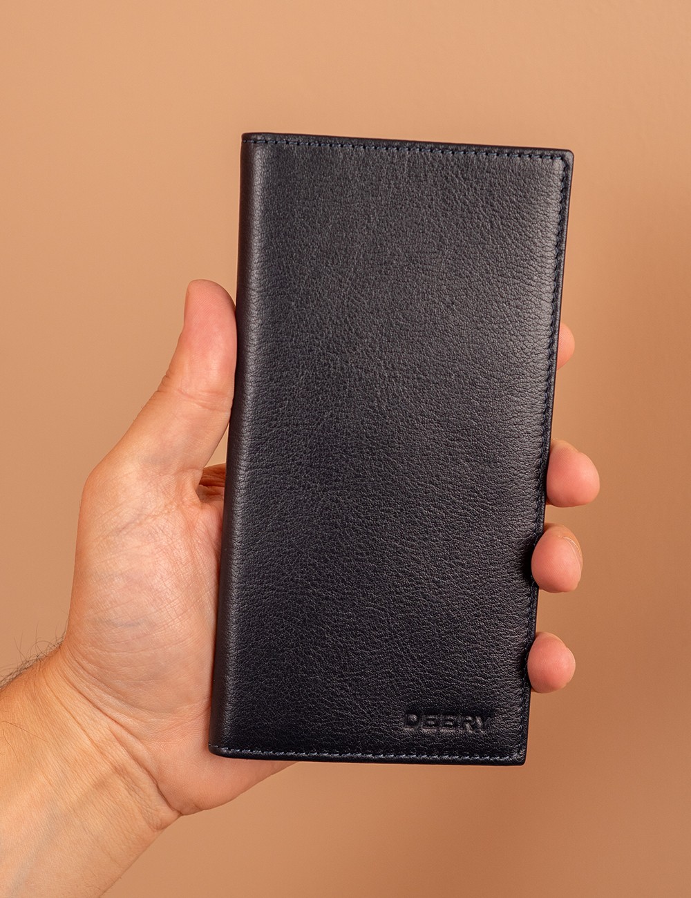 Men's Navy Leather Wallet - 00802MLCVZ01