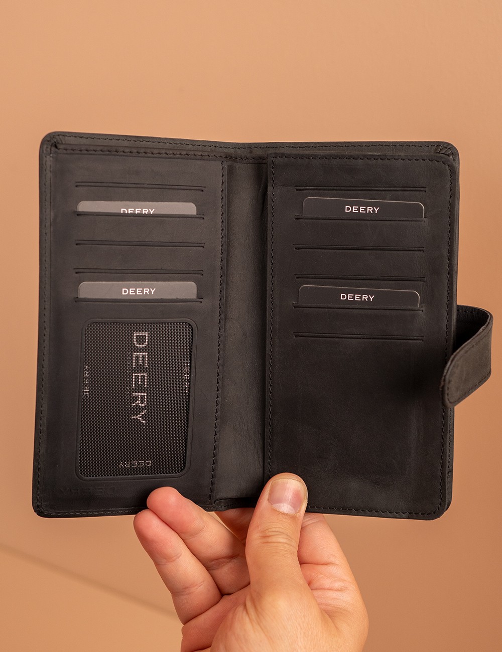Men's Black Nubuck Calfskin Wallet - 00803MSYHZ01