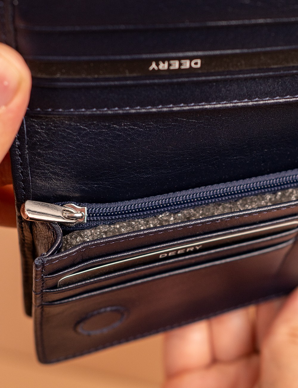 Men's Navy Leather Wallet - 00804MLCVZ02