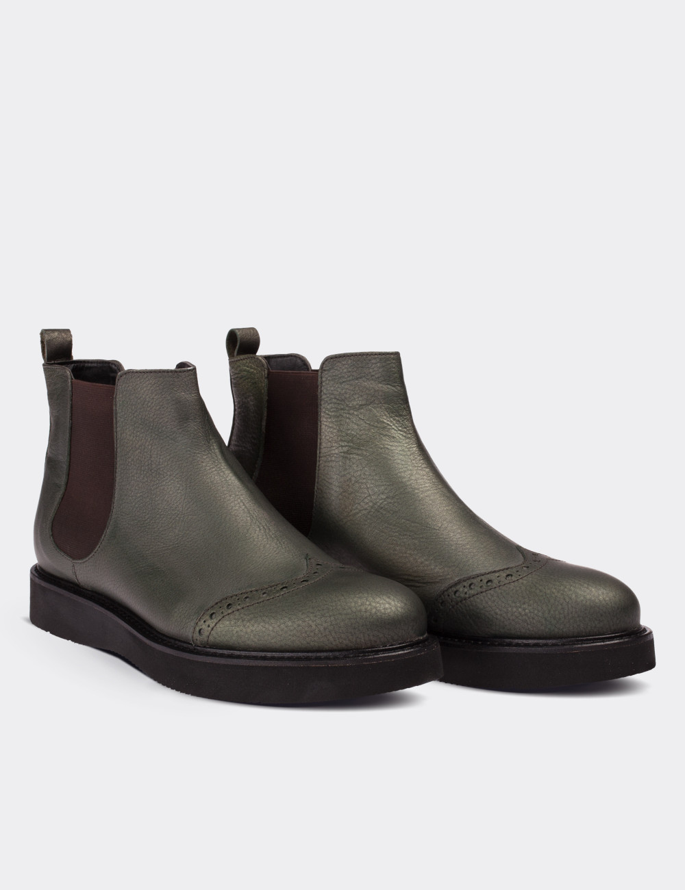 Green  Leather Chelsea Boots - 01572ZYSLE02