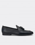 Men's Dark Navy Leather Loafers