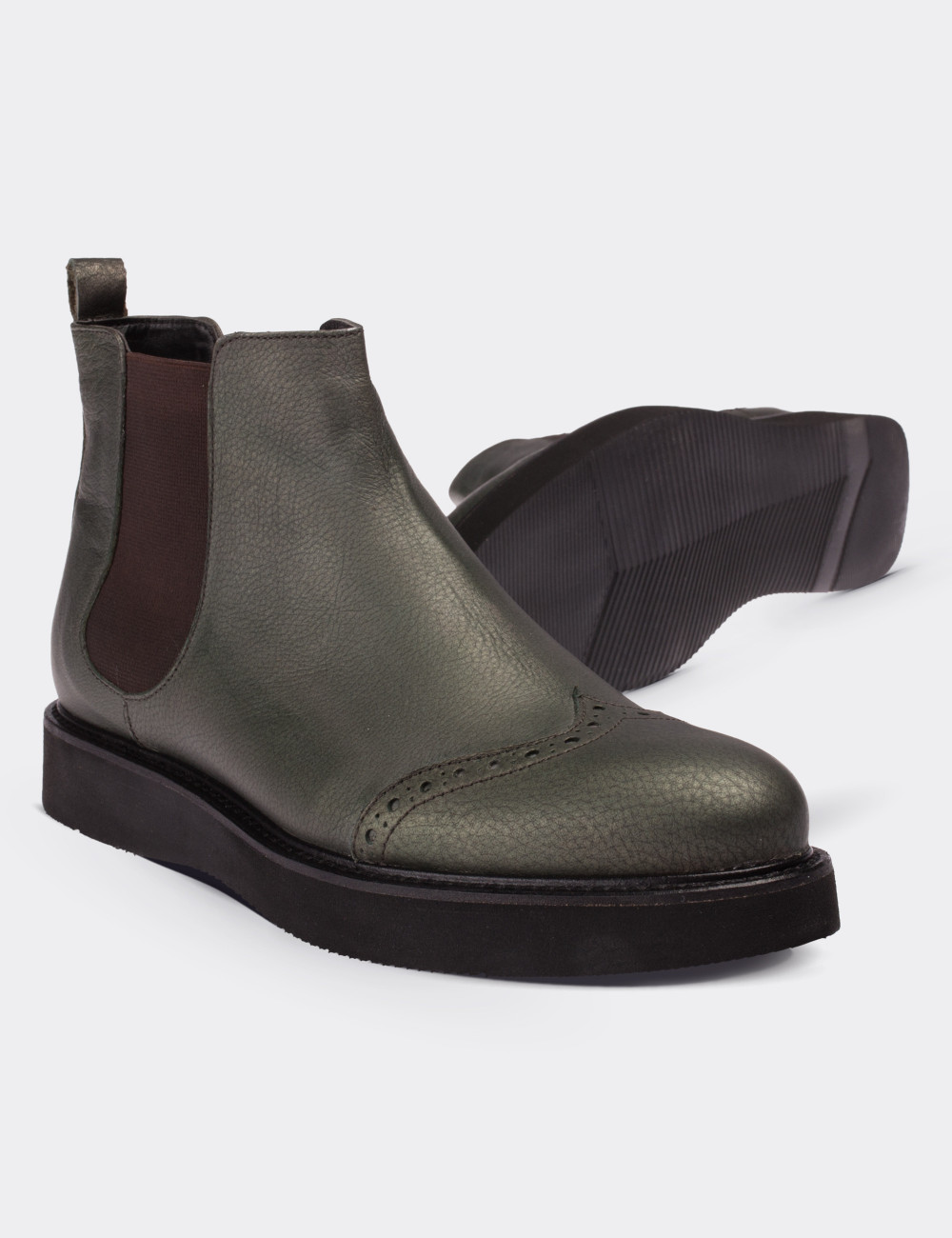 Green  Leather Chelsea Boots - 01572ZYSLE02