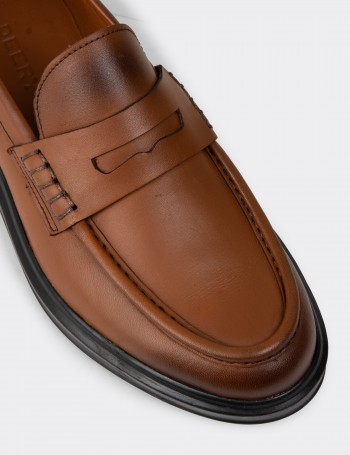 Men's Tan Leather Loafers