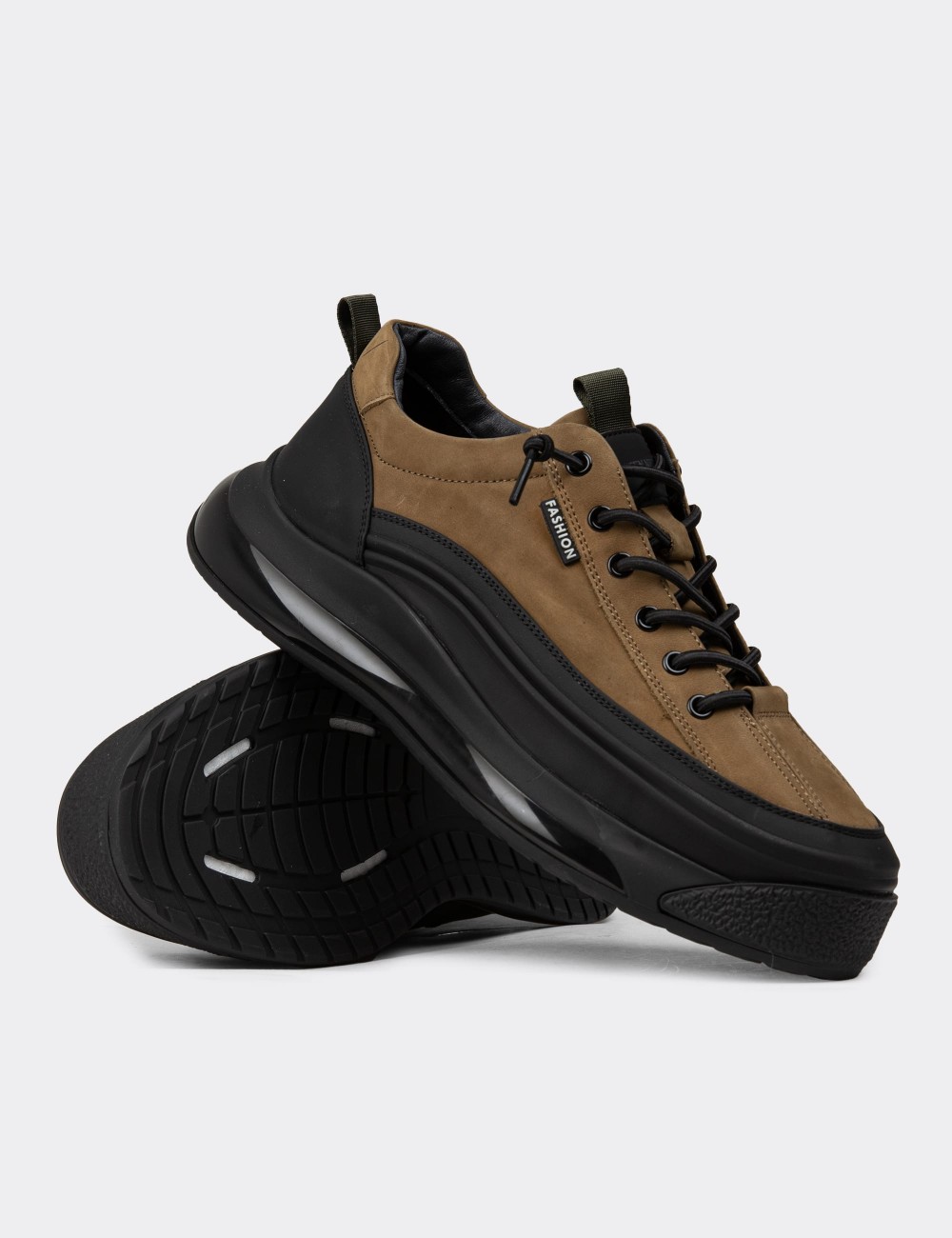 Men's Brown Leather Sneakers - 25500MKHVC01