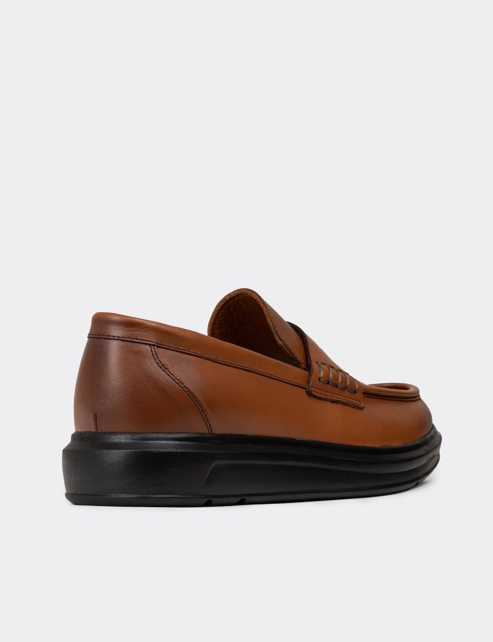 Men's Tan Leather Loafers - 02000MTBAP01