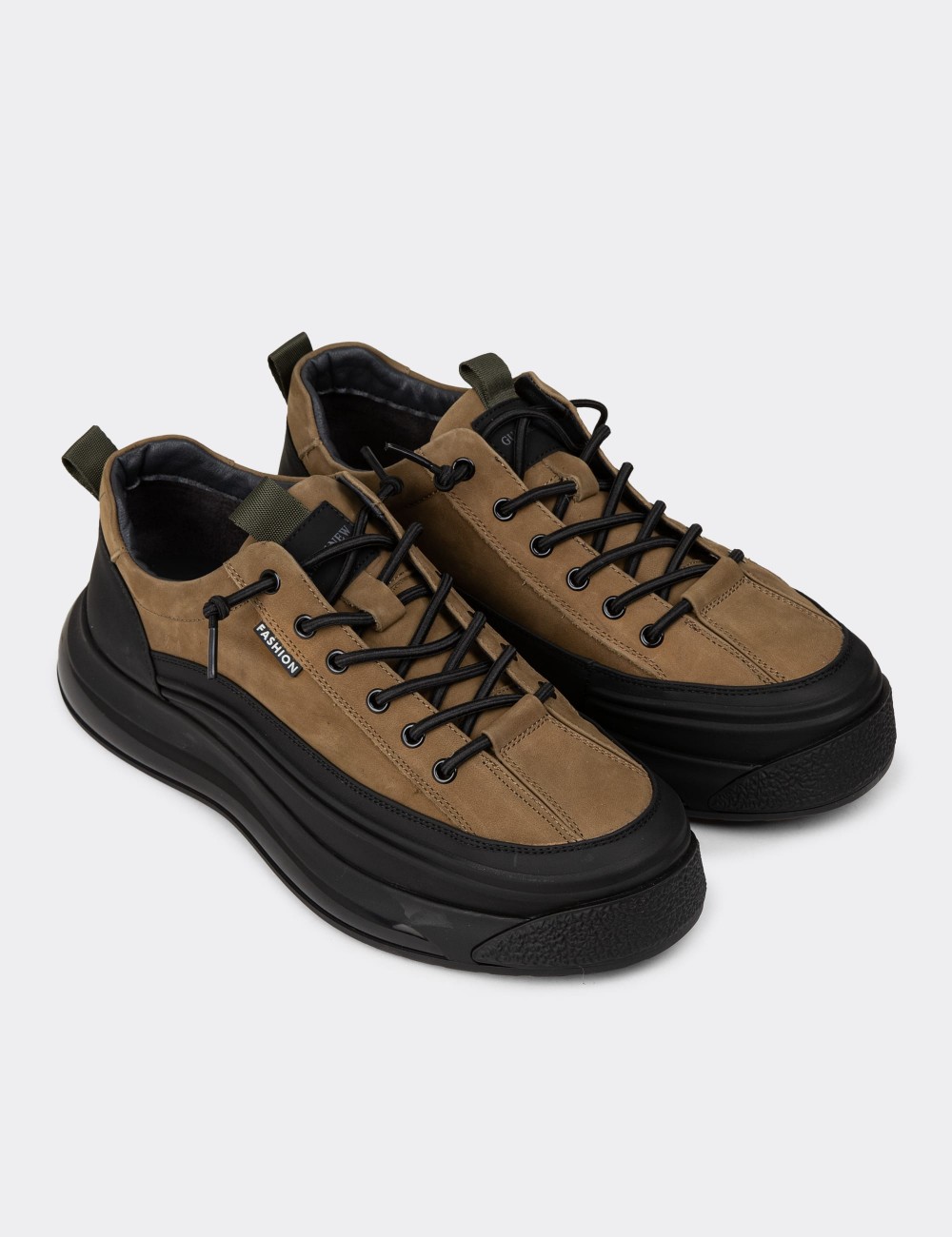 Men's Brown Leather Sneakers - 25500MKHVC01