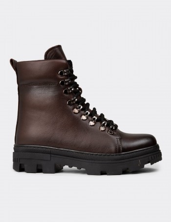 Women's Brown Leather Postal Boots