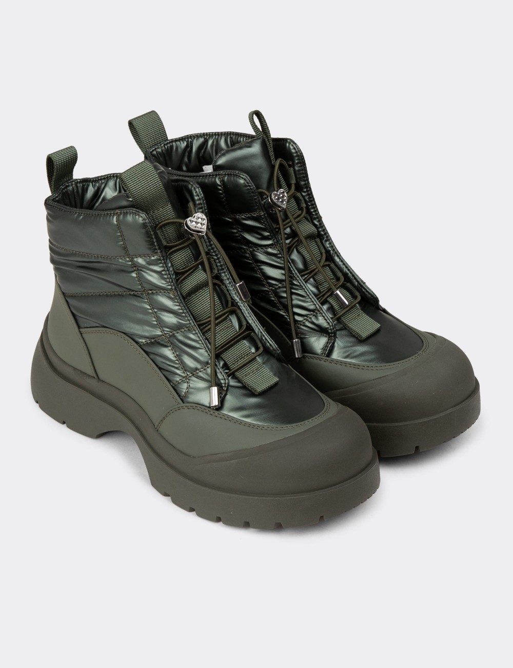 Women's Green Boots - E8051ZYSLC01