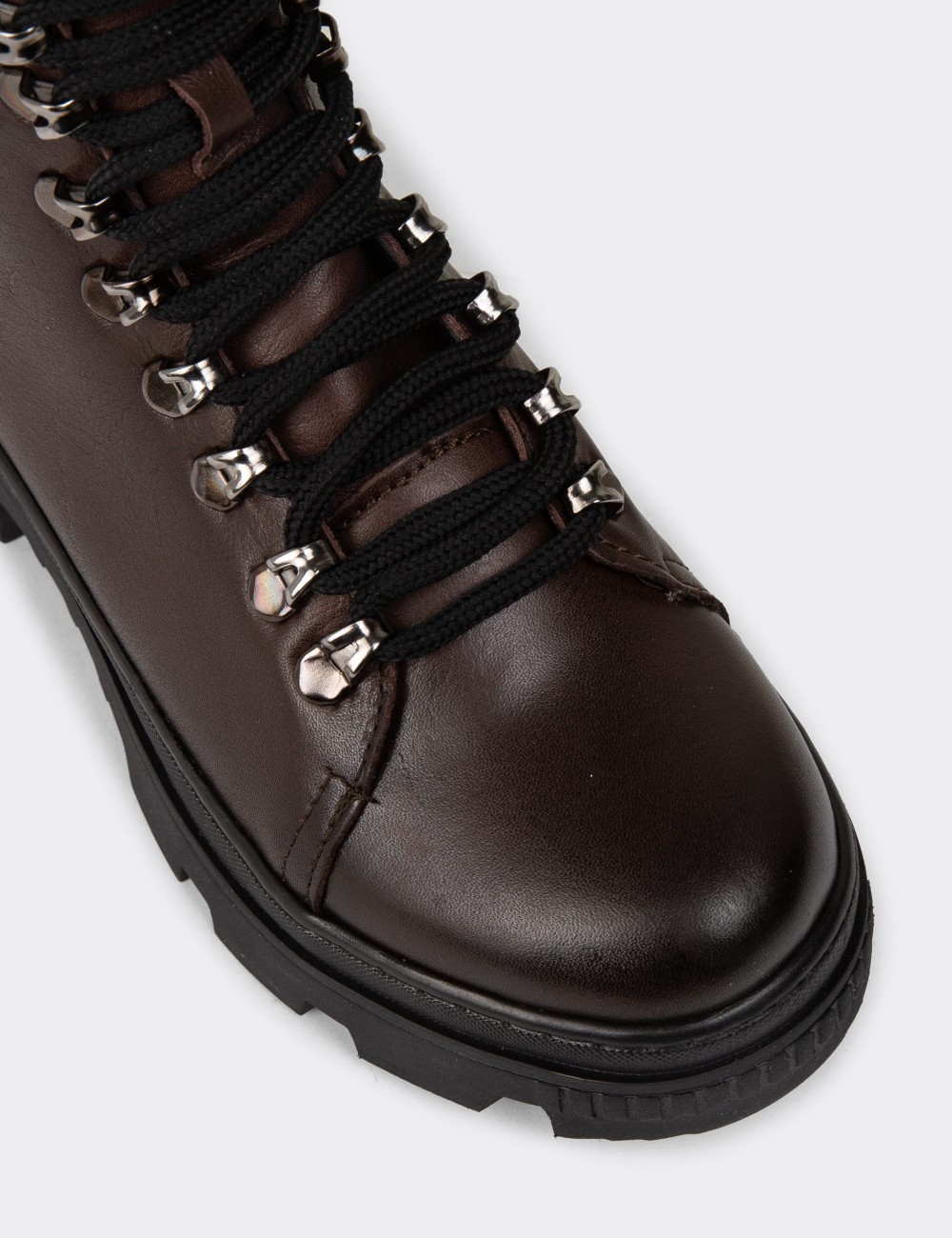 Women's Brown Leather Postal Boots - SE495ZKHVE01