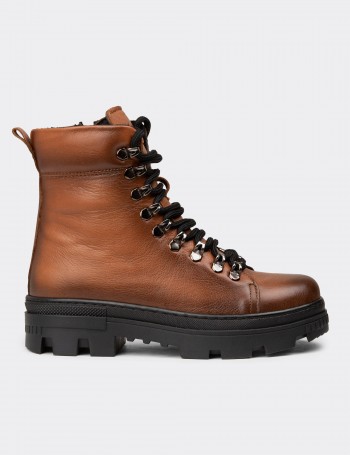 Women's Tan Leather Postal Boots