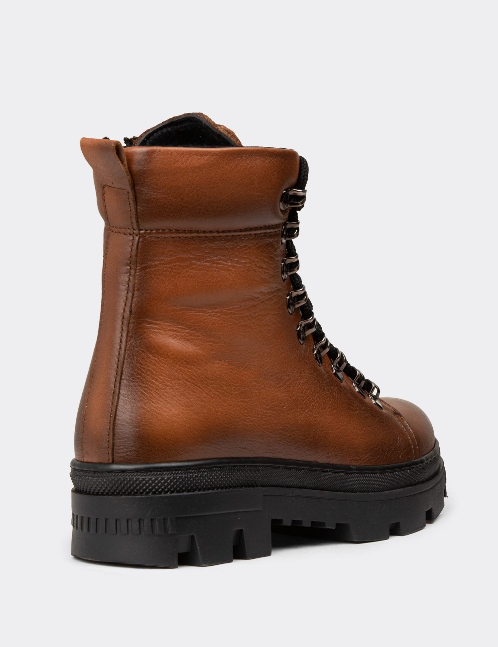 Women's Tan Leather Postal Boots - SE495ZTBAE01