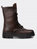 Women's Brown Leather Postal Boots
