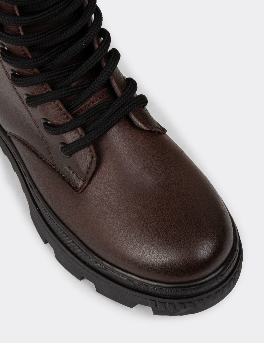 Women's Brown Leather Postal Boots - SE491ZKHVE01