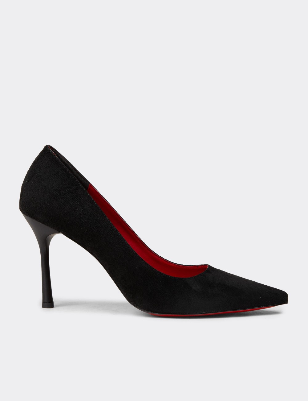 Women's Black Suede High Heels - P4539ZSYHM03