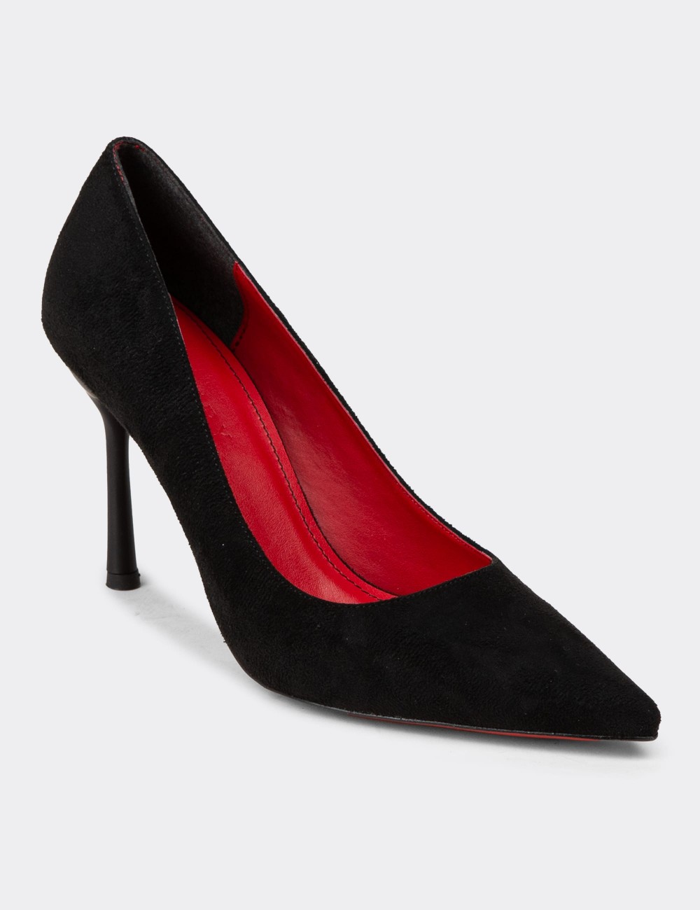 Women's Black Suede High Heels - P4539ZSYHM03