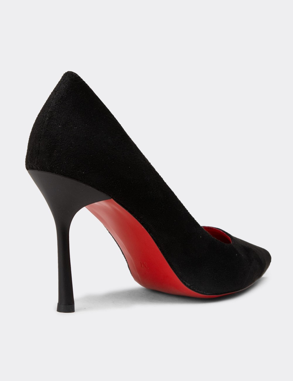 Women's Black Suede High Heels - P4539ZSYHM03