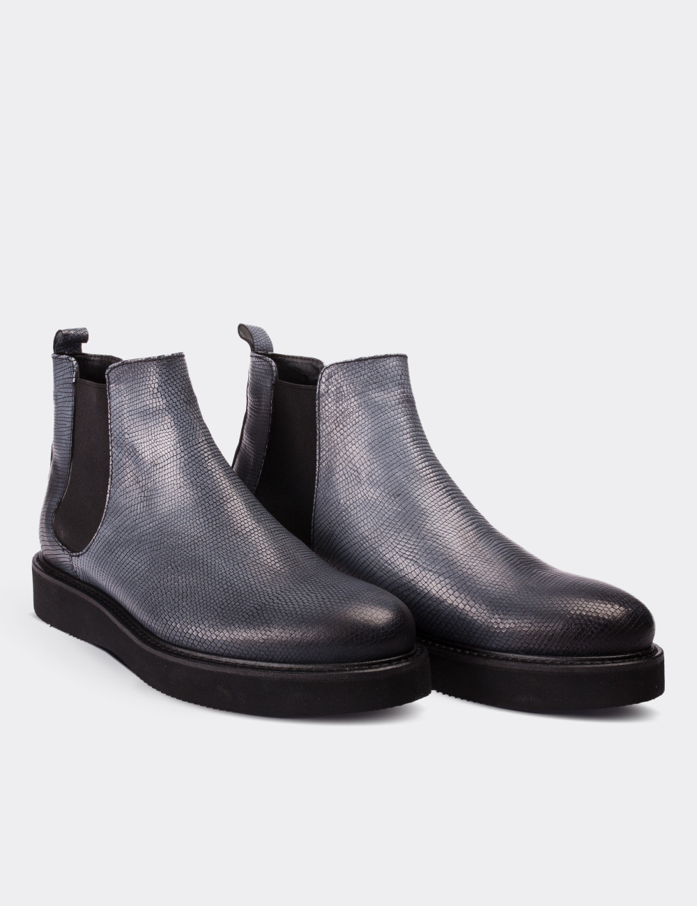 Gray  Leather Chelsea Boots - 01573ZGRIE01