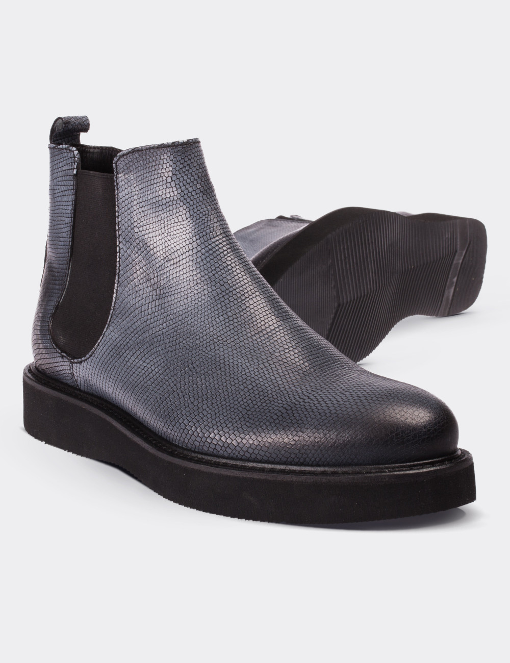 Gray  Leather Chelsea Boots - 01573ZGRIE01