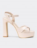 Women's Beige Patent Platform Heels
