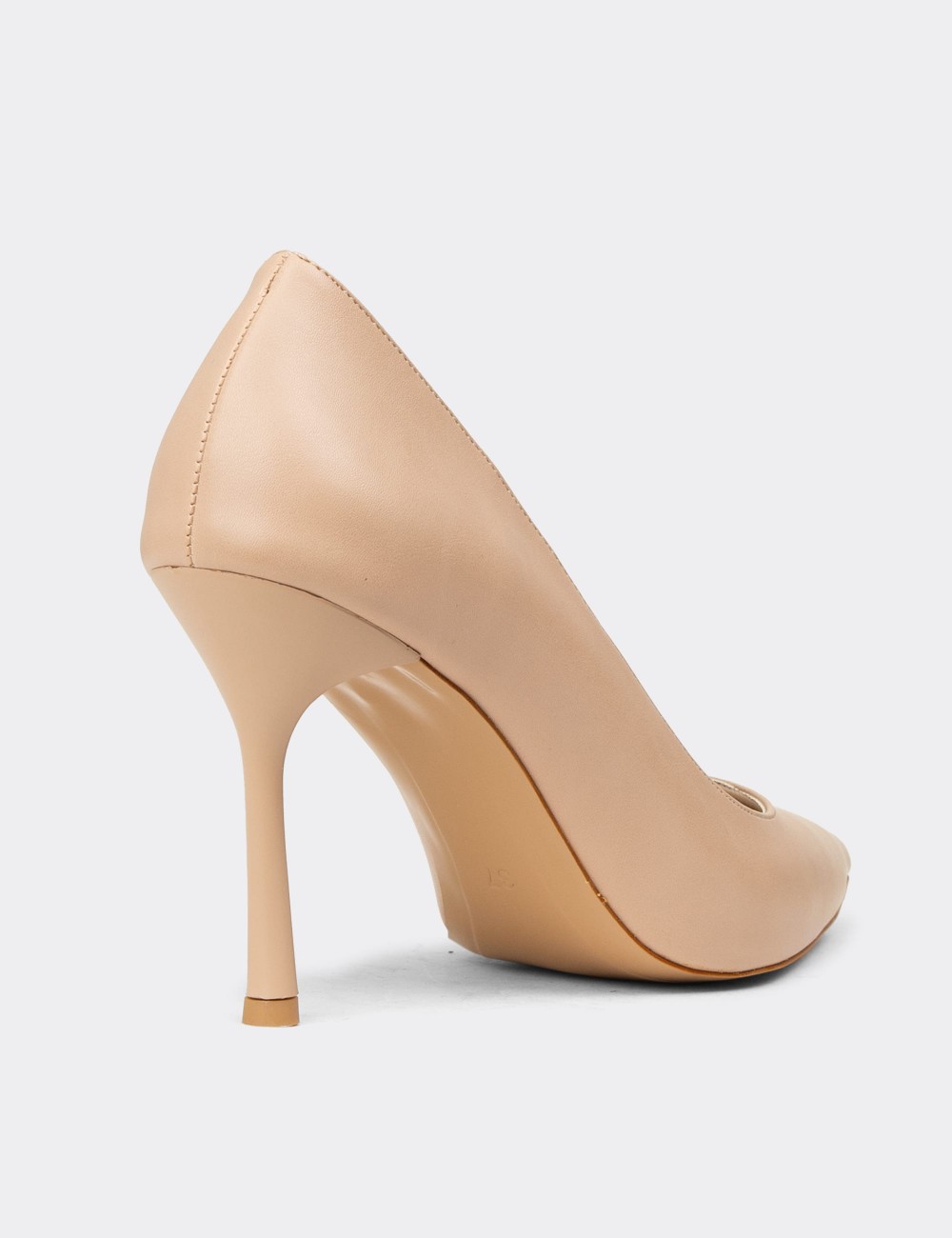 Women's Beige Stiletto Heels - P4539ZNUTM01