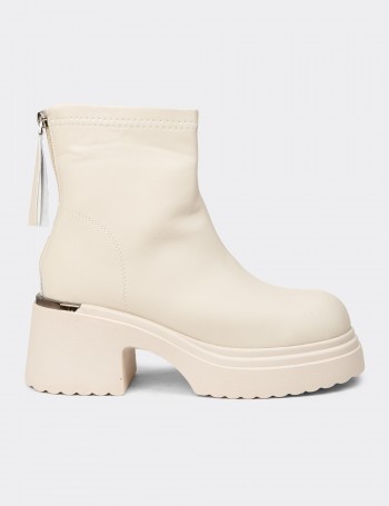 Women's Beige Platform Boots