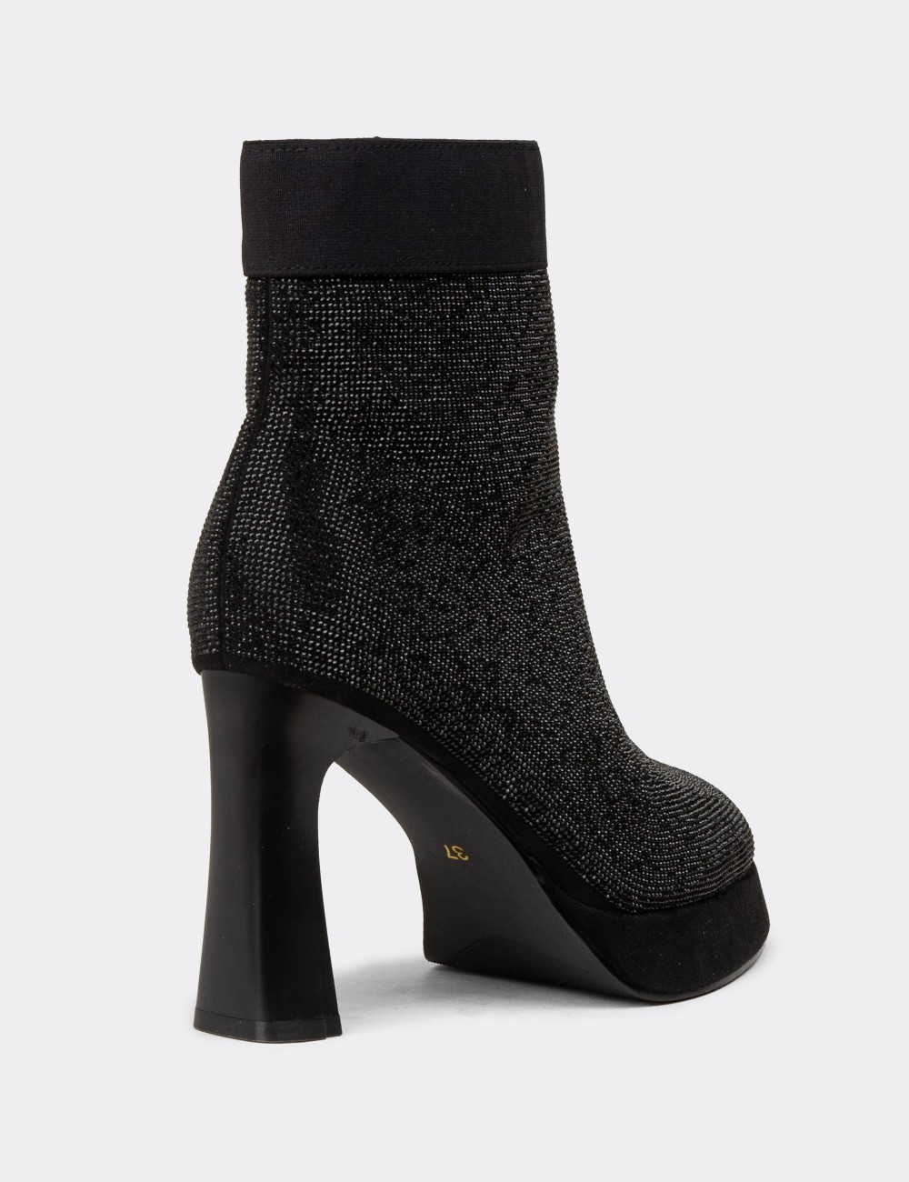 Women's Black Heeled Boots - K2501ZSYHC02