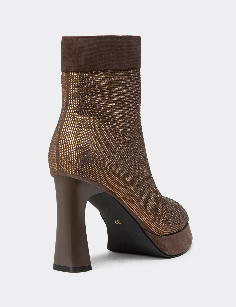 Women's Brown Heeled Boots - K2501ZKHVC03