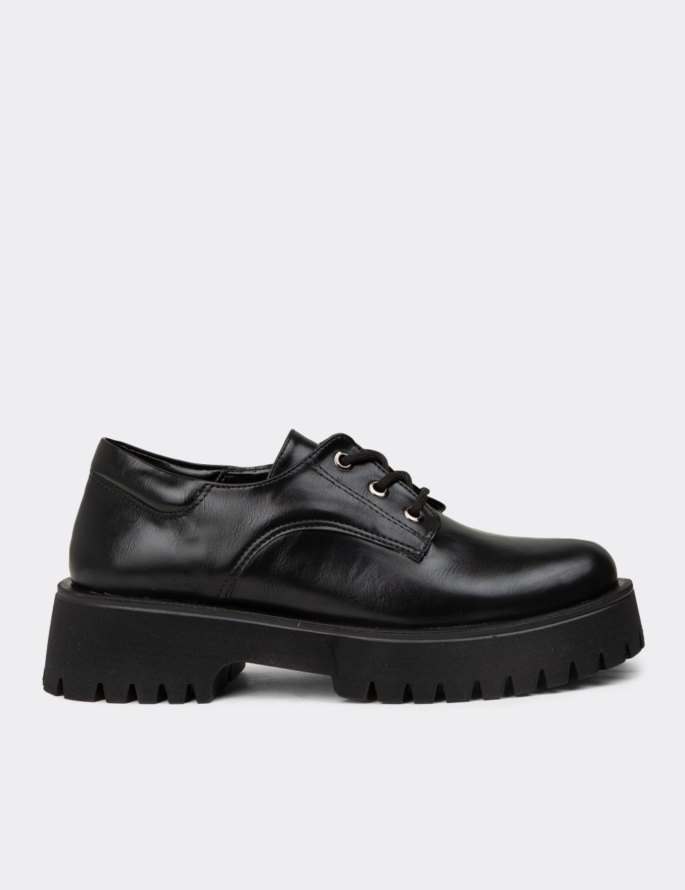 Women's Black Lace-up Shoes - KP001ZSYHE01
